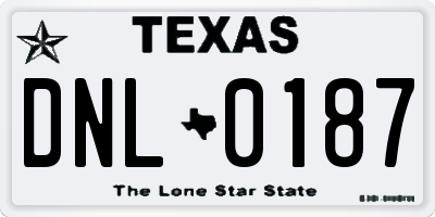 TX license plate DNL0187