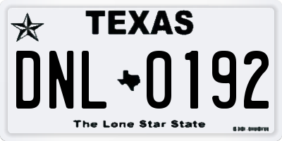 TX license plate DNL0192