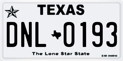TX license plate DNL0193