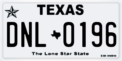 TX license plate DNL0196