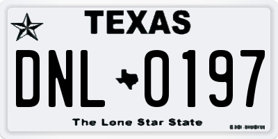 TX license plate DNL0197
