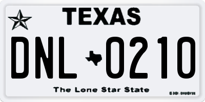 TX license plate DNL0210