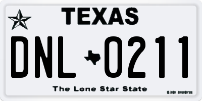 TX license plate DNL0211