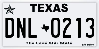 TX license plate DNL0213