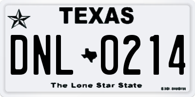 TX license plate DNL0214