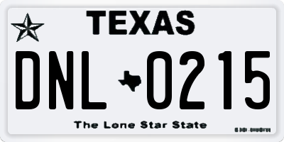 TX license plate DNL0215
