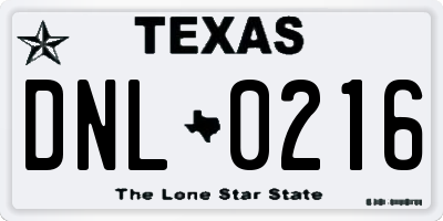 TX license plate DNL0216