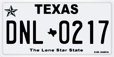 TX license plate DNL0217