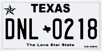 TX license plate DNL0218
