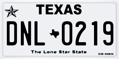 TX license plate DNL0219