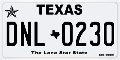 TX license plate DNL0230