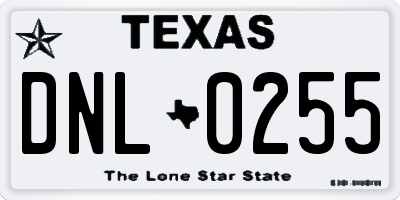 TX license plate DNL0255