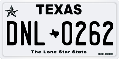 TX license plate DNL0262