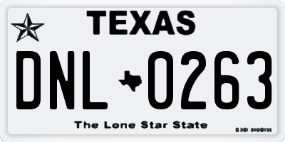 TX license plate DNL0263
