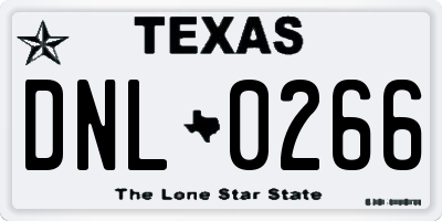 TX license plate DNL0266