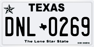 TX license plate DNL0269
