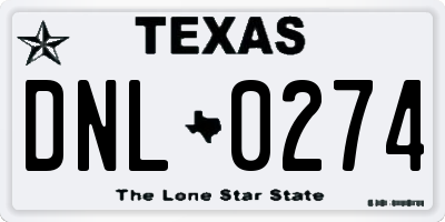 TX license plate DNL0274