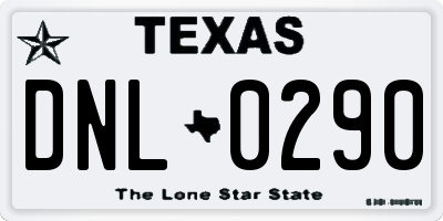 TX license plate DNL0290
