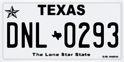 TX license plate DNL0293