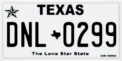 TX license plate DNL0299