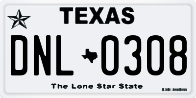 TX license plate DNL0308