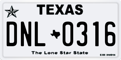 TX license plate DNL0316