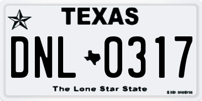 TX license plate DNL0317