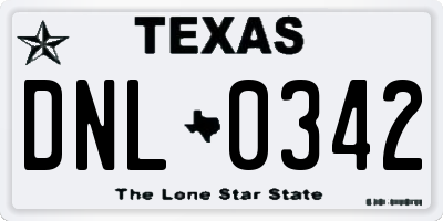 TX license plate DNL0342