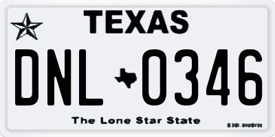 TX license plate DNL0346