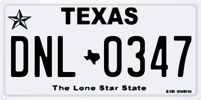 TX license plate DNL0347