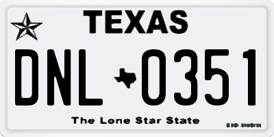TX license plate DNL0351