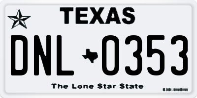 TX license plate DNL0353