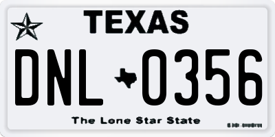 TX license plate DNL0356