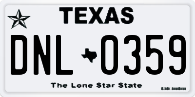 TX license plate DNL0359