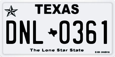TX license plate DNL0361