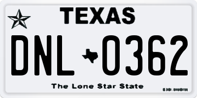 TX license plate DNL0362