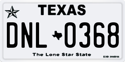 TX license plate DNL0368