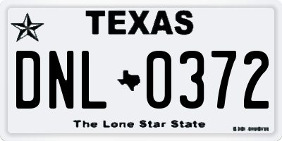 TX license plate DNL0372