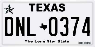 TX license plate DNL0374