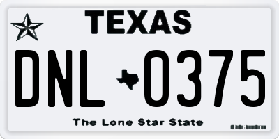 TX license plate DNL0375