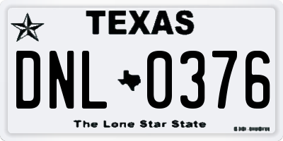 TX license plate DNL0376