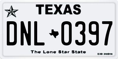 TX license plate DNL0397