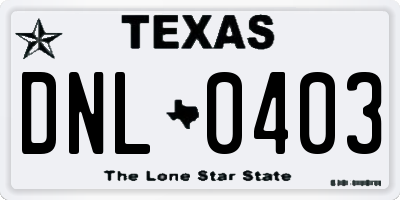TX license plate DNL0403
