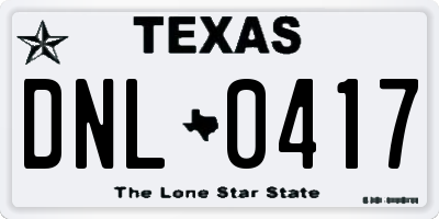 TX license plate DNL0417