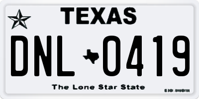 TX license plate DNL0419