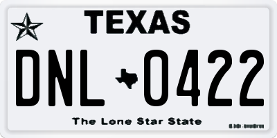 TX license plate DNL0422