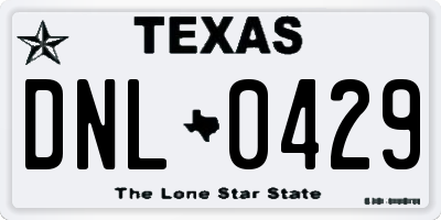 TX license plate DNL0429