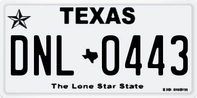 TX license plate DNL0443