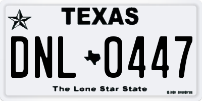 TX license plate DNL0447