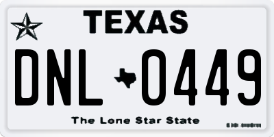 TX license plate DNL0449